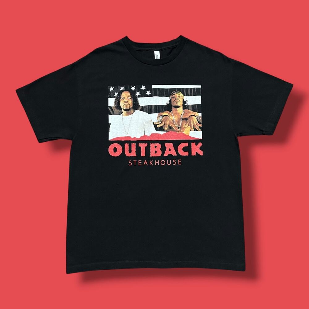 Methsyndicate Outback Outkast Shirt Funny Mash Up Parody Graphic tee Black Large